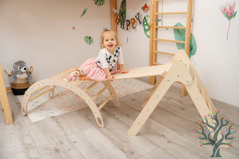 Kletter-Set 3in1 (Medium) - Wippe, klappbares Dreieck & Klettersteig - Für Kinder ab ca. 2 Jahren - Förderung der Motorik und Kreativität