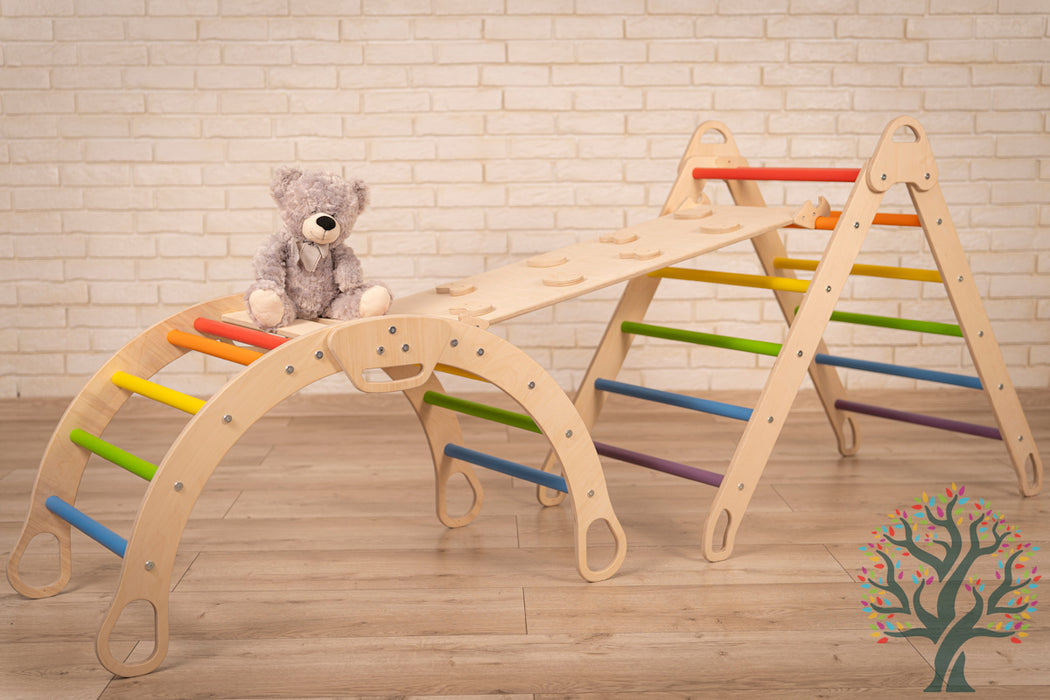 Kletter-Set 3in1 (Large) - Klappbarer Kletterbogen, Rutsche, Kletterdreieck - Spaß und Abenteuer für Kinder ab 2 Jahren - Förderung der Motorik