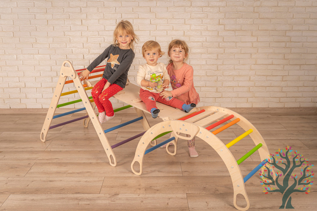 Kletter-Set 3in1 (Large) - Klappbarer Kletterbogen, Rutsche, Kletterdreieck - Spaß und Abenteuer für Kinder ab 2 Jahren - Förderung der Motorik