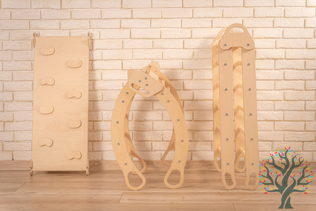 Kletter-Set 3in1 (Large) - Klappbarer Kletterbogen, Rutsche, Kletterdreieck - Spaß und Abenteuer für Kinder ab 2 Jahren - Förderung der Motorik