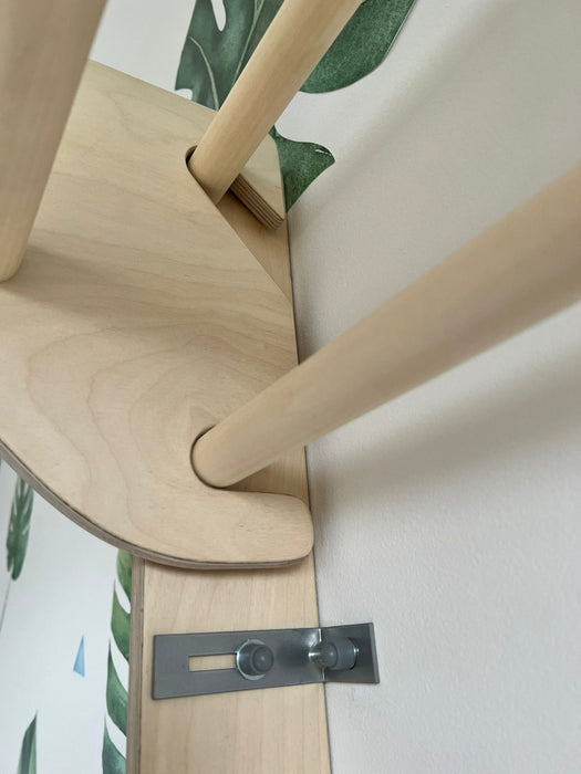 Sprossenwand 200cm - Kletterwand für Kinder ab 2 Jahren -Hartholz Rundstäbe,belastbar bis 80kg -Inklusive Einhänge-Modul und optionaler Rollenrutsche