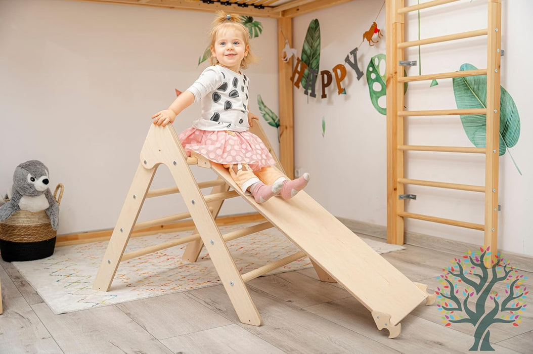 Rollenrutschen-Set 2in1 - Motorikförderung für Kinder ab 2 Jahren - Klappbares Kletterdreieck L/XL und Rollenrutschen in M (120cm) und XL (200cm)