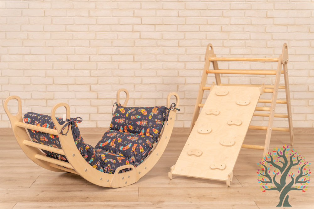 Kletter-Set 3in1 (Large) - Klappbarer Kletterbogen, Rutsche, Kletterdreieck - Spaß und Abenteuer für Kinder ab 2 Jahren - Förderung der Motorik