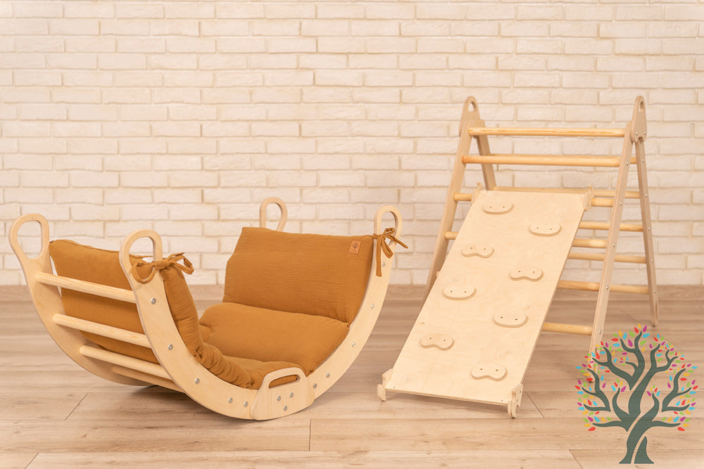 Kletter-Set 3in1 (Large) - Klappbarer Kletterbogen, Rutsche, Kletterdreieck - Spaß und Abenteuer für Kinder ab 2 Jahren - Förderung der Motorik