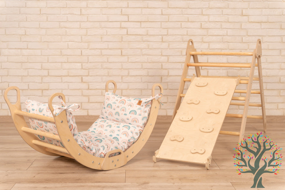 Kletter-Set 3in1 (Large) - Klappbarer Kletterbogen, Rutsche, Kletterdreieck - Spaß und Abenteuer für Kinder ab 2 Jahren - Förderung der Motorik