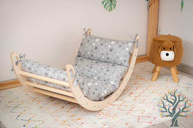 Kletter-Set 3in1 (Medium) - Wippe, klappbares Dreieck & Klettersteig - Für Kinder ab ca. 2 Jahren - Förderung der Motorik und Kreativität