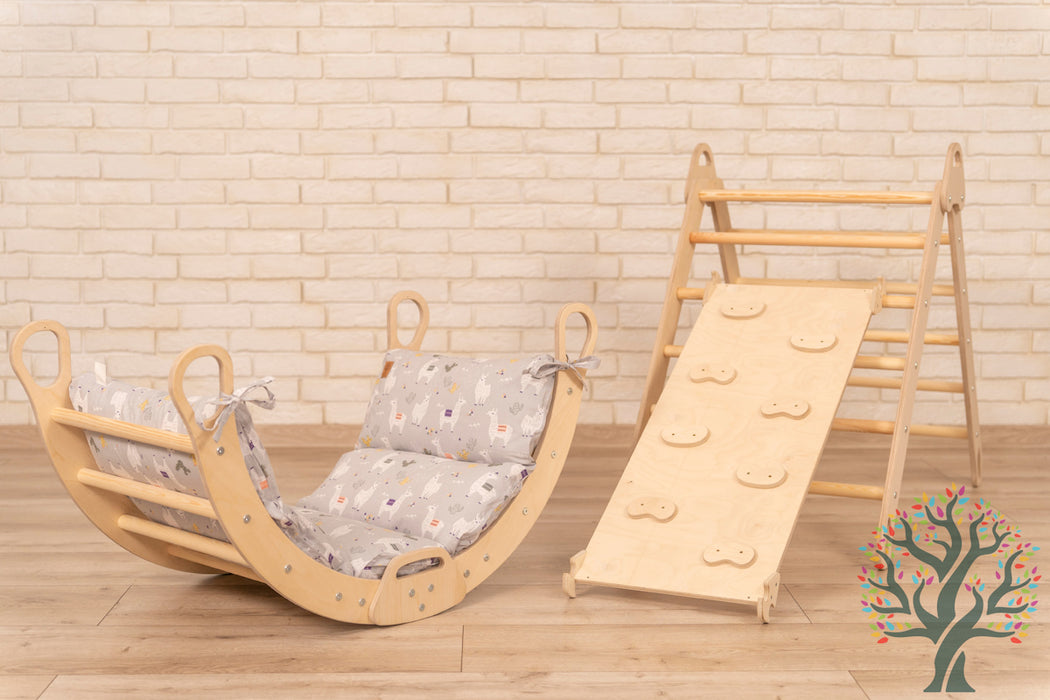 Kletter-Set 3in1 (Large) - Klappbarer Kletterbogen, Rutsche, Kletterdreieck - Spaß und Abenteuer für Kinder ab 2 Jahren - Förderung der Motorik