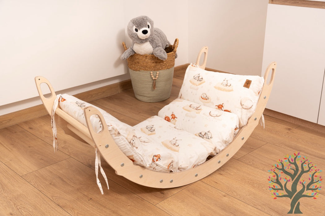 Holzwippe / Kletterbogen (M) mit Premium Auflage - Ideal für Kinder ab 1 Jahr - Förderung von Motorik und Fantasie