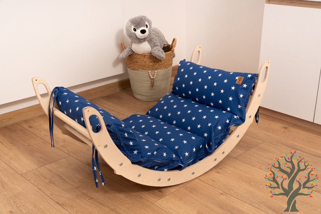 Holzwippe / Kletterbogen (M) mit Premium Auflage - Ideal für Kinder ab 1 Jahr - Förderung von Motorik und Fantasie