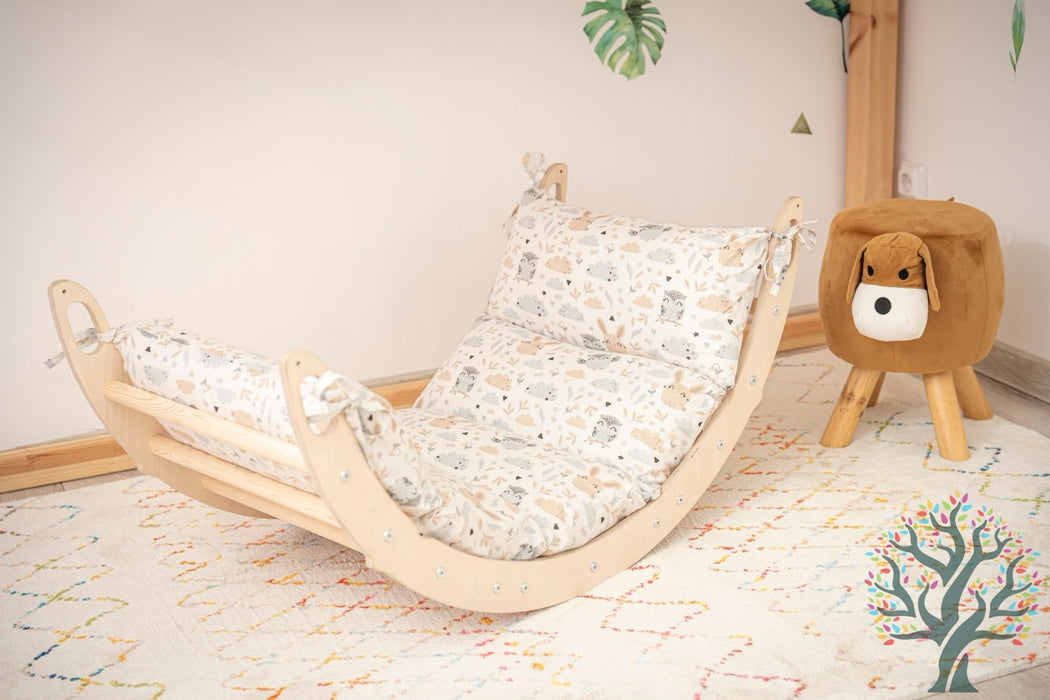 Holzwippe / Kletterbogen (M) mit Premium Auflage - Ideal für Kinder ab 1 Jahr - Förderung von Motorik und Fantasie